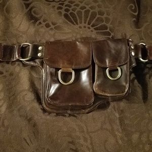 Brown leather waist bag